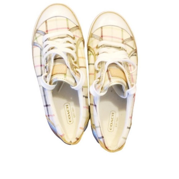 COACH Barrett Sneakers Tattersall Plaid - Picture 5 of 5